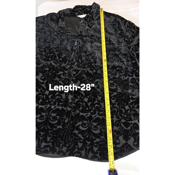 VTG Laura Ashley Black Velvet Burnout Top PLUS Sz 24W Blouse Floral Whimsigoth - Picture 12 of 16